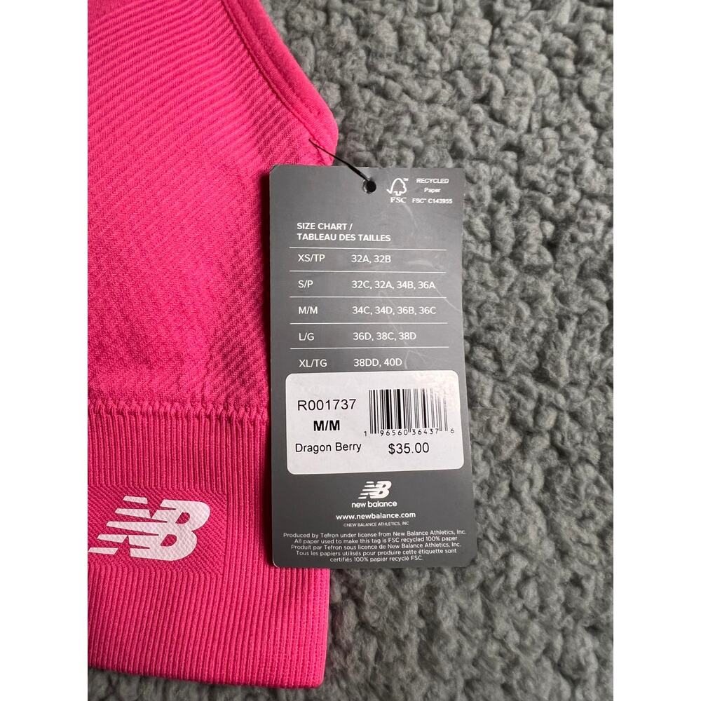 New Balance Pink Sports Bra Medium NWT (B100114) - Picture 3 of 5